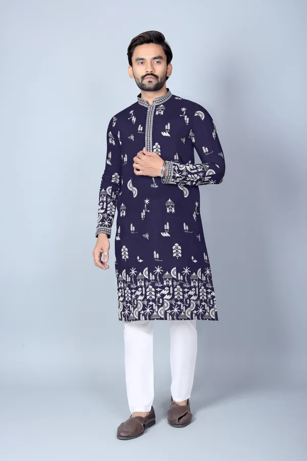 Navy_Blue_Rayon_Regular_Fit_Embroidered_Kurta_Pajama_Set_For_Men