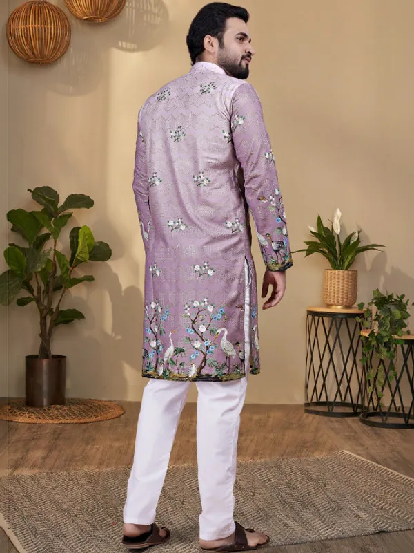 Lavender_Cotton_Straight_Fit_Embroidered_Kurta_Pajama_Set_For_Men
