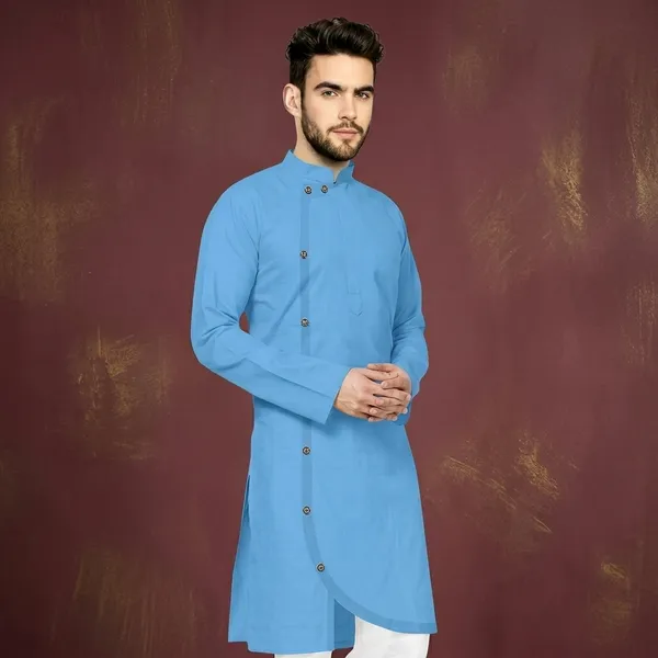 Blue_Cotton_Slim_Fit_Kurta_For_Men