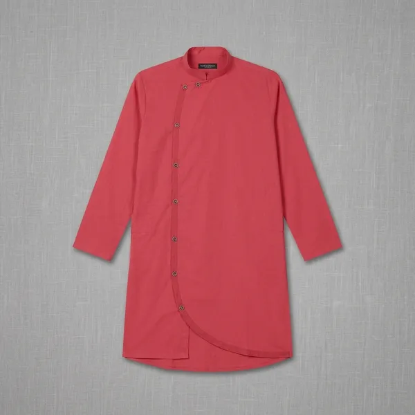 Coral_Red_Cotton_Slim_Fit_Kurta_For_Men