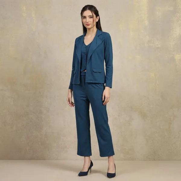 Blue_Lycra_Tailored_Blazer_And_Trouser_Suit_Set_For_Women