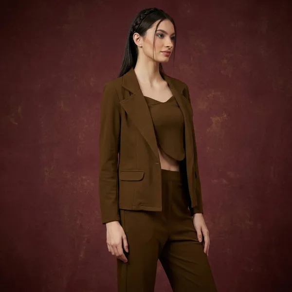 Brown_Lycra_Structured_Three_Piece_Suit_Set_For_Women