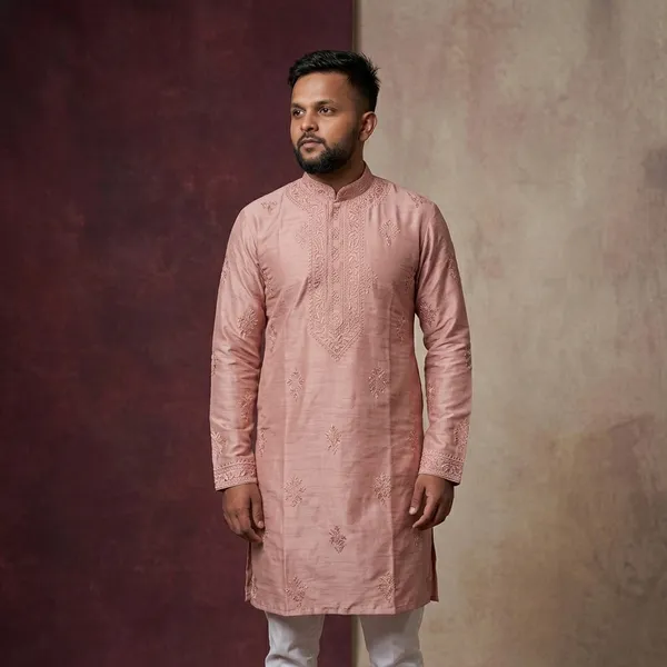Pink_Cotton_Relaxed_Embroidered_Kurta_Pajama_Set_For_Men