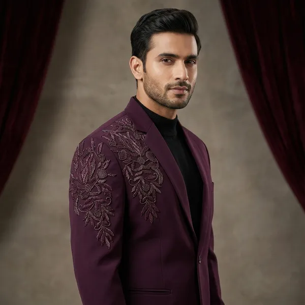 Purple_Cotton_Floral_Embroidered_Blazer_For_Men