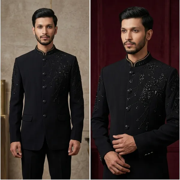 Black_Cotton_Bandhgala_Floral_Embroidered_Jacket_For_Men