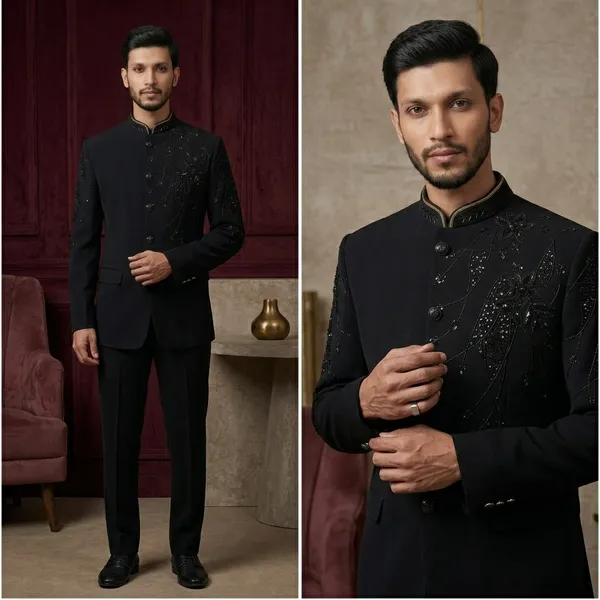 Black_Cotton_Bandhgala_Floral_Embroidered_Jacket_For_Men