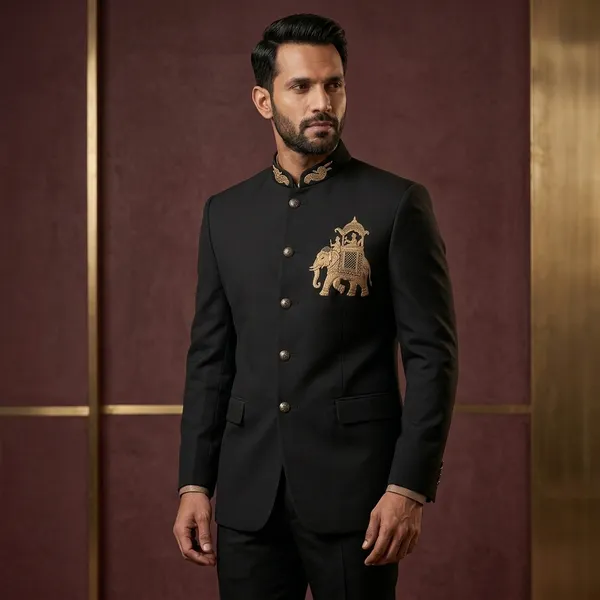 Black_Cotton_Bandhgala_Embroidered_Jacket_For_Men