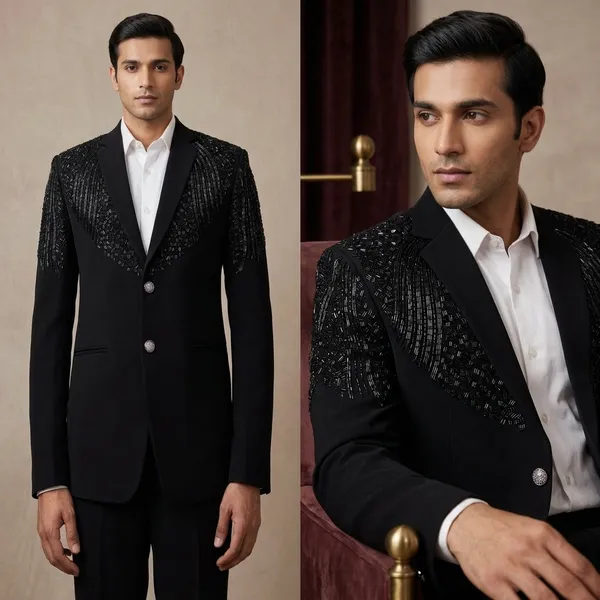 Black_Cotton_Beaded_Embellished_Blazer_For_Men