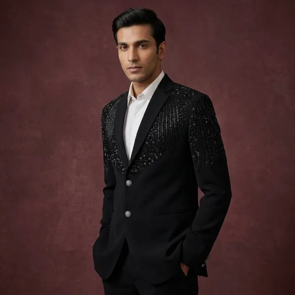 Black_Cotton_Beaded_Embellished_Blazer_For_Men