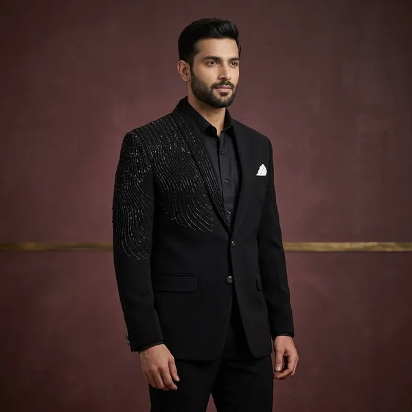 Black_Cotton_Shoulder_Embellished_Blazer_For_Men