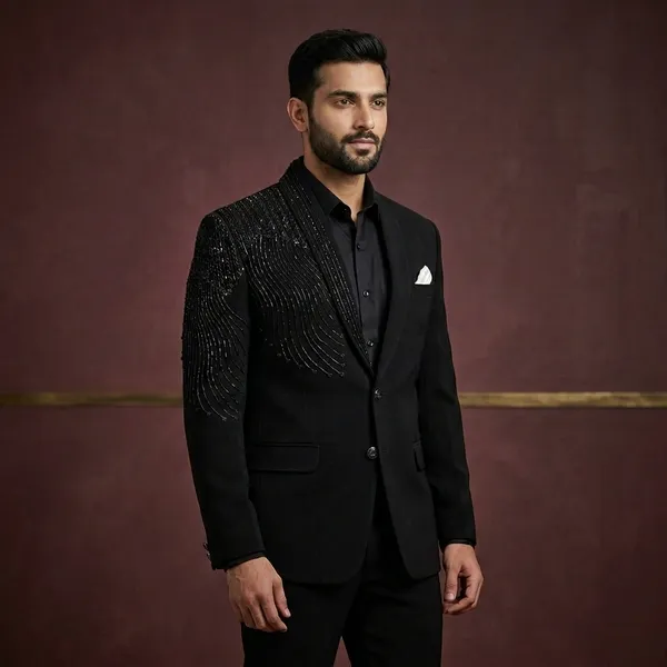 Black_Cotton_Shoulder_Embellished_Blazer_For_Men