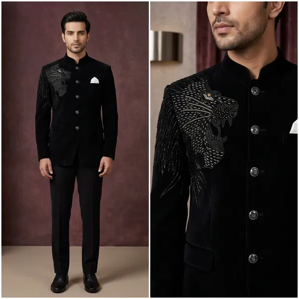 Black_Cotton_Embellished_Jodhpuri_Bandhgala_Suit_For_Men