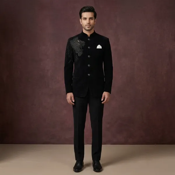 Black_Cotton_Embellished_Jodhpuri_Bandhgala_Suit_For_Men