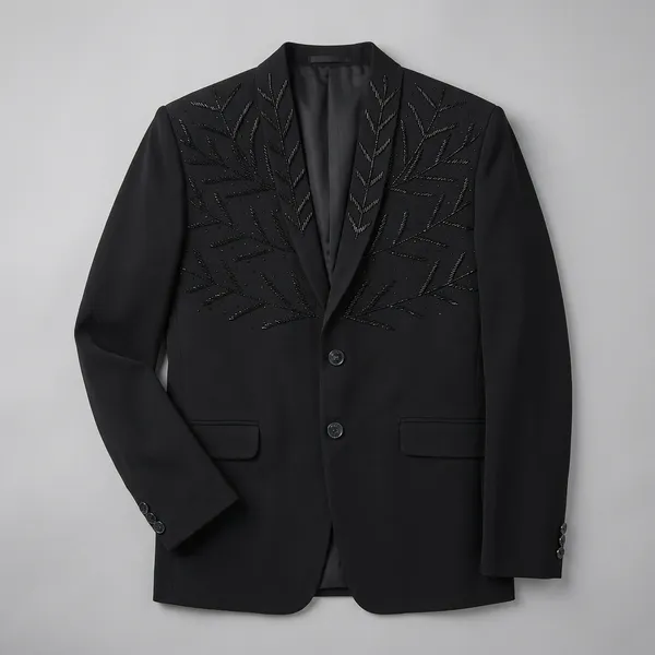 Black_Cotton_Sequin_Embellished_Blazer_For_Men