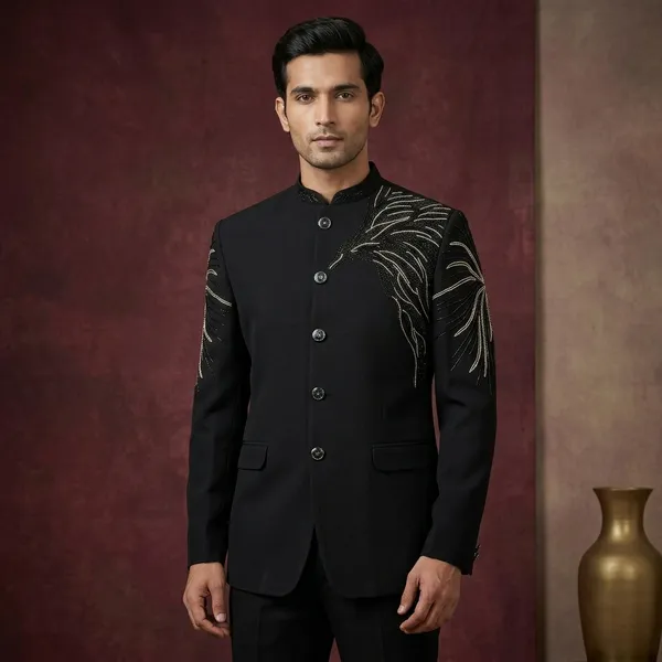 Black_Cotton_Bandhgala_Jacket_For_Men