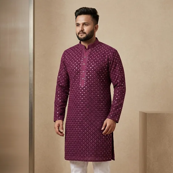 Purple_Cotton_Regular_Fit_Printed_Kurta_For_Men