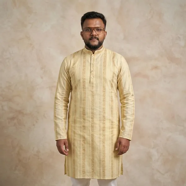 Cream_Cotton_Striped_Kurta_Pajama_Set_For_Men