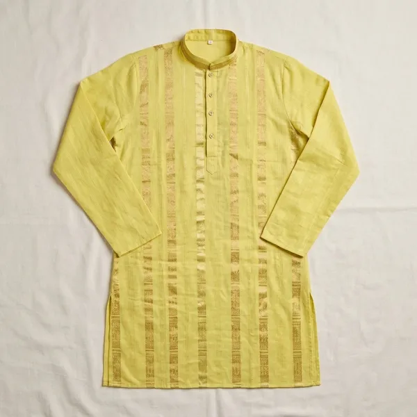 Yellow_Cotton_Relaxed_Striped_Kurta_For_Men