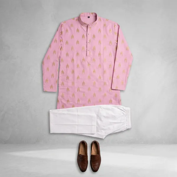 Pink_Cotton_Straight_Embroidered_Kurta_Pajama_Set_For_Men