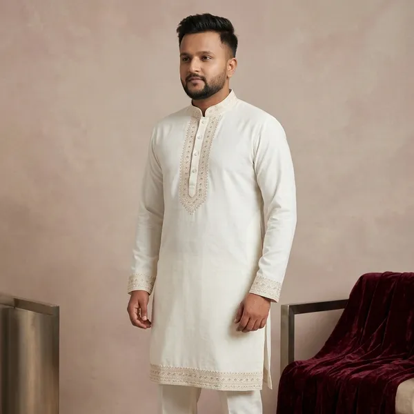 White_Cotton_Straight_Embroidered_Kurta_Pajama_Set_For_Men