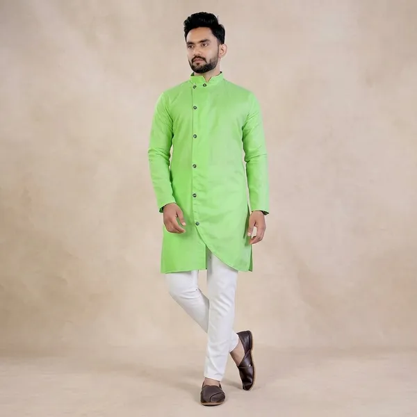 Parrot_Green_Cotton_Slim_Fit_Kurta_For_Men