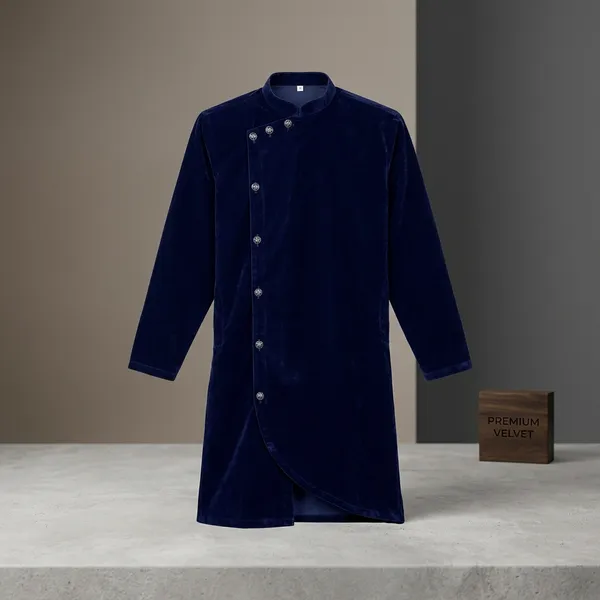 Navy_Velvet_Relaxed_Fit_Ethnic_Kurta_For_Men