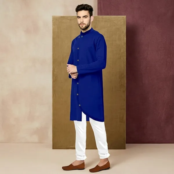 Royal_Blue_Cotton_Blend_Kurta_Pajama_Set_For_Men