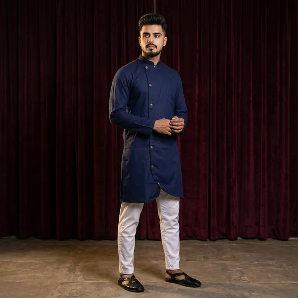 Navy_Blue_Cotton_Slim_Fit_Kurta_For_Men