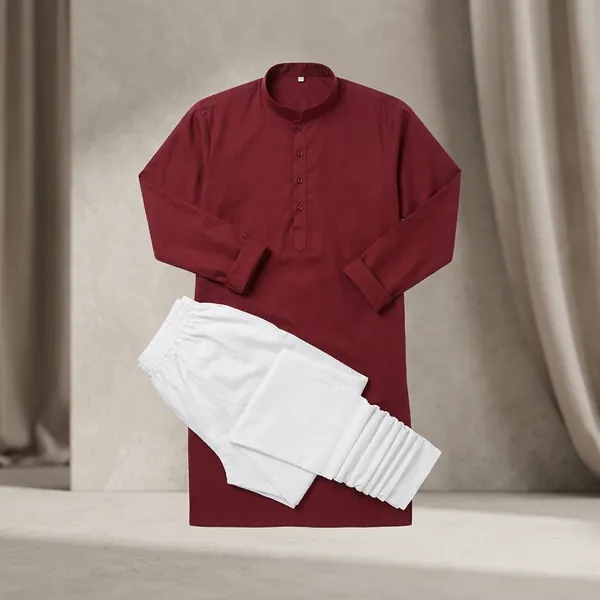 Maroon_Cotton_Regular_Fit_Kurta_For_Men