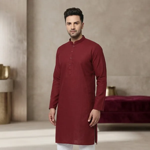 Maroon_Cotton_Regular_Fit_Kurta_For_Men