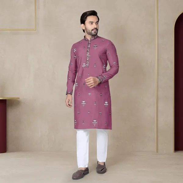 Pink_Cotton_Embroidered_Straight_Kurta_Pajama_Set_For_Men