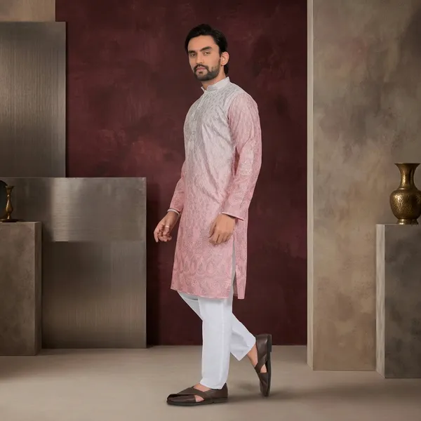 Pink_Cotton_Embroidered_Kurta_Pajama_Set_For_Men