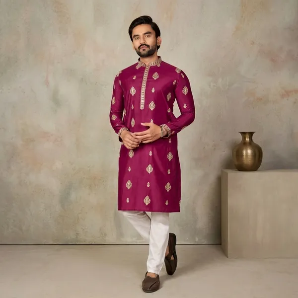 Pink_Cotton_Relaxed_Fit_Kurta_Pajama_Set_For_Men