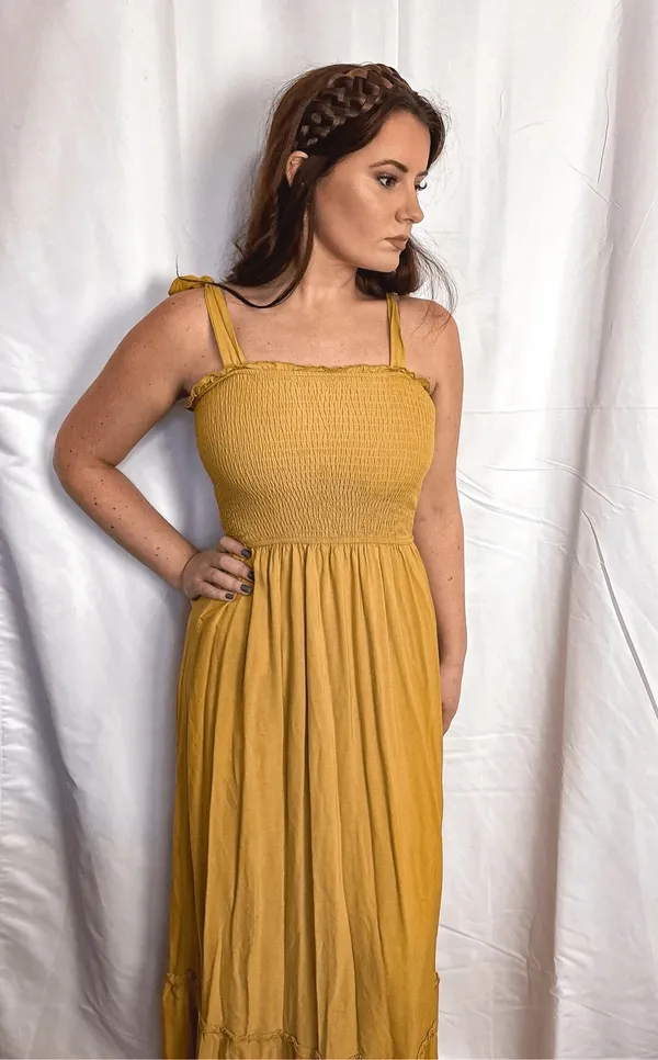 Mustard_Cotton_Smocked_Bodice_Maxi_Dress_For_Women