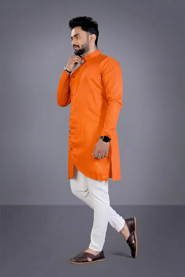 Orange_Cotton_Mandarin_Collar_Regular_Kurta_For_Men