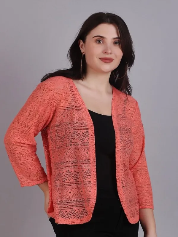Coral_Pink_Crochet_Open_Front_Shrug_For_Women