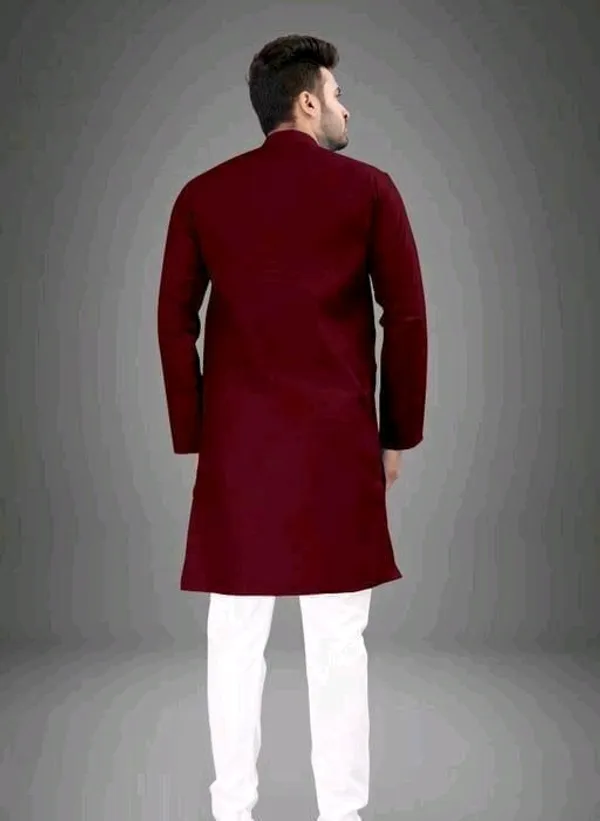 Maroon_Cotton_Blend_Mandarin_Collar_Kurta_For_Men