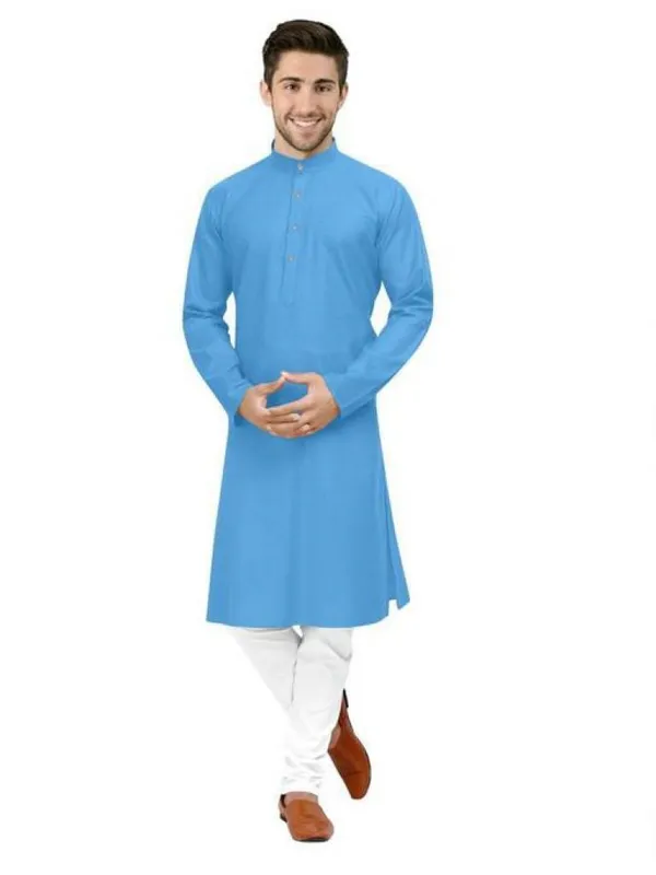 Sky_Blue_Cotton_Blend_Straight_Fit_Kurta_For_Men