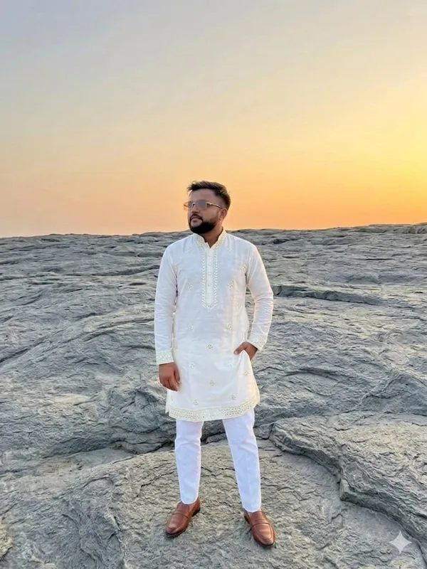 White_Cotton_Straight_Embroidered_Kurta_Pajama_Set_For_Men