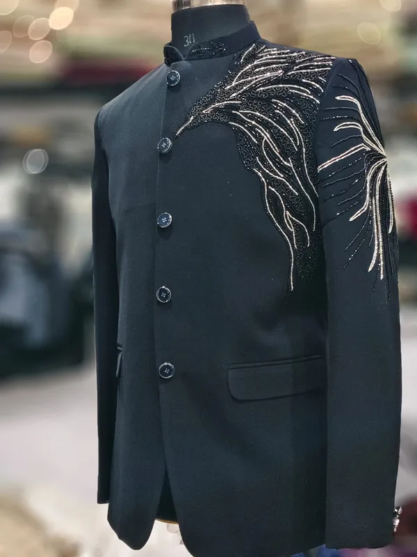 Black_Cotton_Bandhgala_Jacket_For_Men