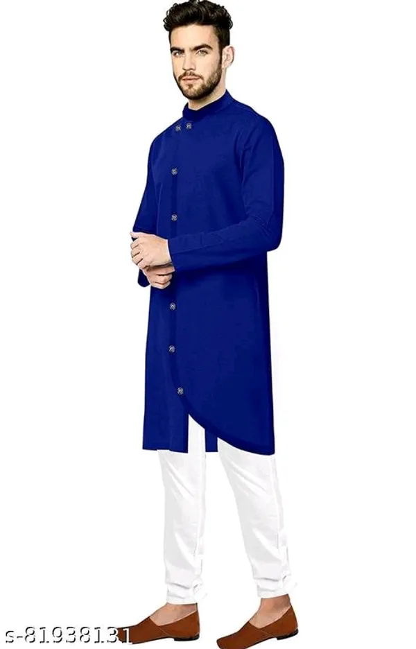 Royal_Blue_Cotton_Blend_Kurta_Pajama_Set_For_Men