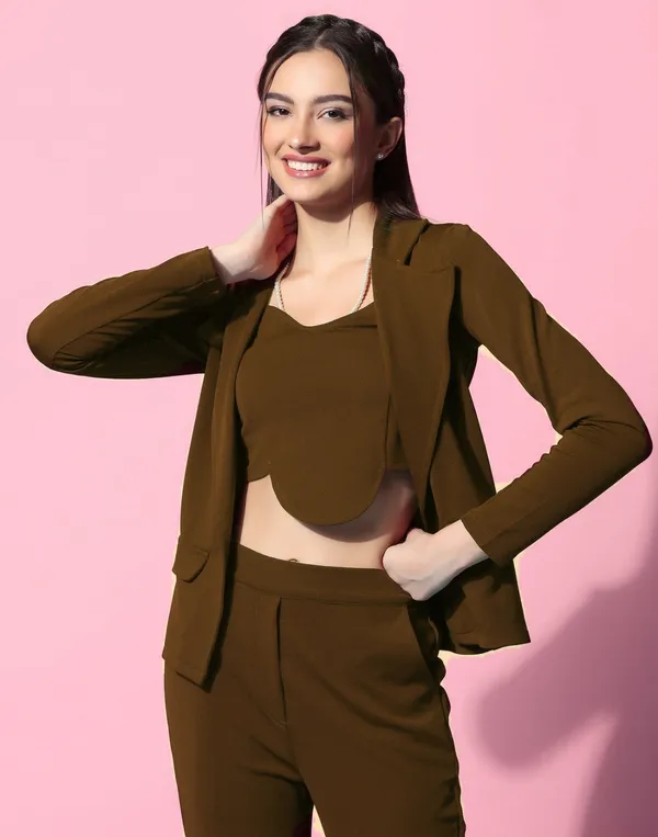 Brown_Lycra_Structured_Three_Piece_Suit_Set_For_Women