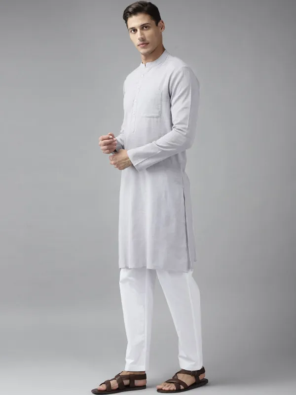 Grey_Linen_Mandarin_Collar_Full_Sleeve_Shirt_For_Men