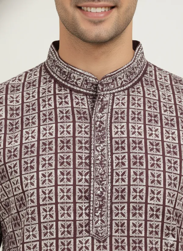 Pink_Cotton_Printed_Kurta_Pajama_Set_For_Men