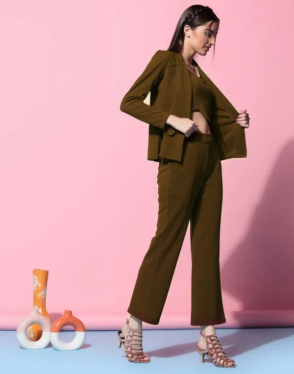 Brown_Lycra_Structured_Three_Piece_Suit_Set_For_Women