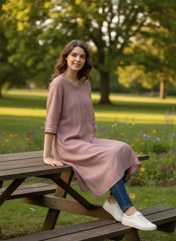 Dusty_Pink_Cotton_Kurta_Dress_For_Women