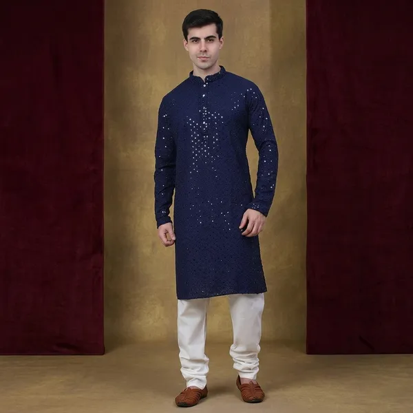 Navy_Blue_Embroidered_Cotton_Kurta_For_Men