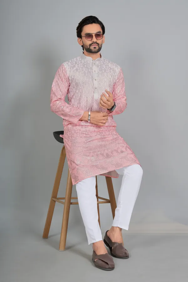Pink_Cotton_Embroidered_Kurta_Pajama_Set_For_Men