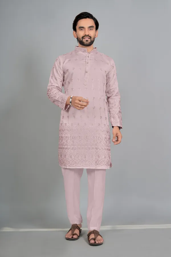 Pink_Cotton_Embroidered_Kurta_Pajama_Set_For_Men