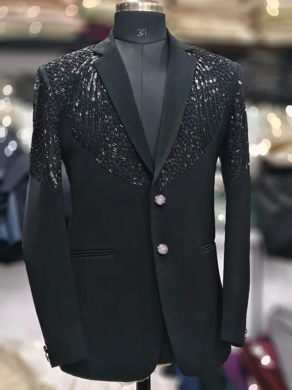 Black_Cotton_Beaded_Embellished_Blazer_For_Men